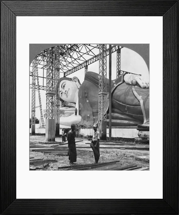Framed Print : Giant recumbent figure of Buddha, Pegu, Burma, 1908. Artist: Stereo Travel Co Framed Print : Giant recumbent figure of Buddha, Pegu, Burma, 1908. Artist: Stereo Travel Co