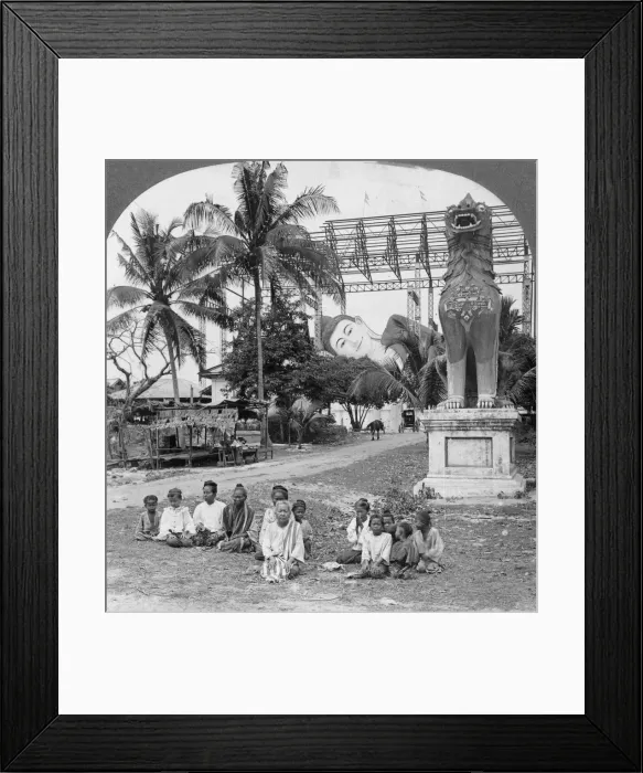 Framed Print : Giant recumbent figure of Buddha, Pegu, Burma, 1908. Artist: Stereo Travel Co Framed Print : Giant recumbent figure of Buddha, Pegu, Burma, 1908. Artist: Stereo Travel Co