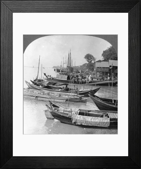 Framed Print : Looking up the Irrawaddy River, Rangoon, Burma, 1908. Artist: Stereo Travel Co Framed Print : Looking up the Irrawaddy River, Rangoon, Burma, 1908. Artist: Stereo Travel Co