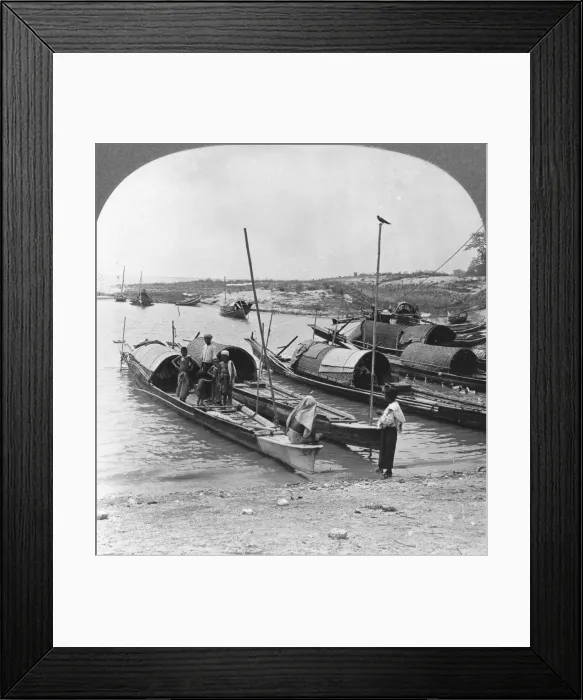Framed Print : Boats on the Irrawaddy River, Mingun, Burma, 1908. Artist: Stereo Travel Co Framed Print : Boats on the Irrawaddy River, Mingun, Burma, 1908. Artist: Stereo Travel Co