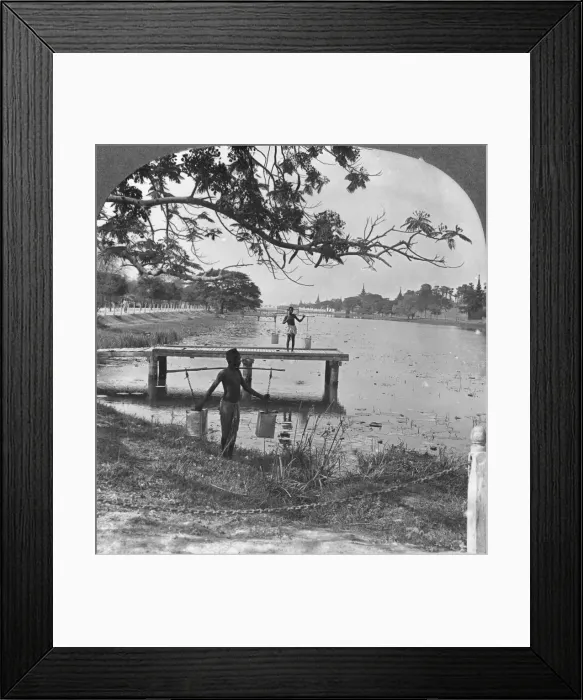Framed Print : West side of the Fort, showing the moat, Mandalay, Burma, 1908. Artist: Stereo Travel Co Framed Print : West side of the Fort, showing the moat, Mandalay, Burma, 1908. Artist: Stereo Travel Co
