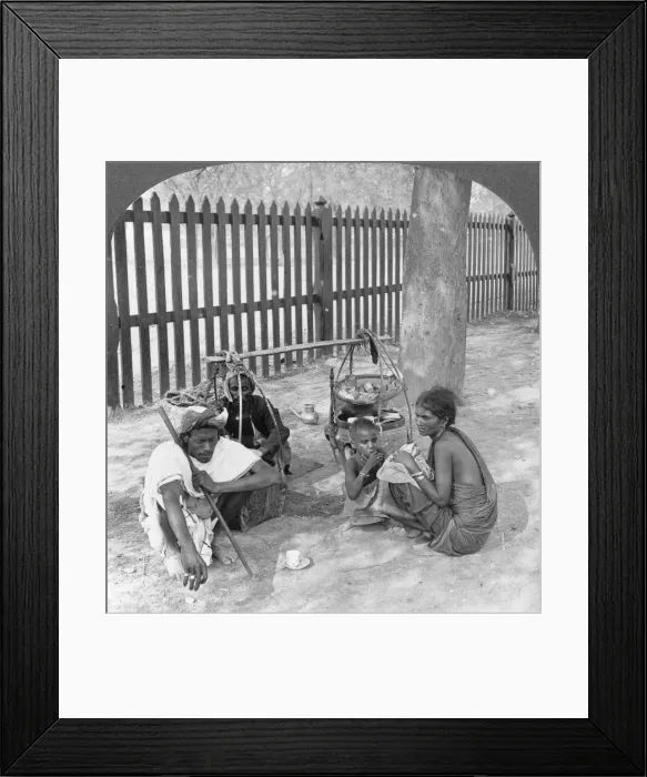 Framed Print : Breakfast by the roadside near Mandalay, Burma, 1908. Artist: Stereo Travel Co Framed Print : Breakfast by the roadside near Mandalay, Burma, 1908. Artist: Stereo Travel Co