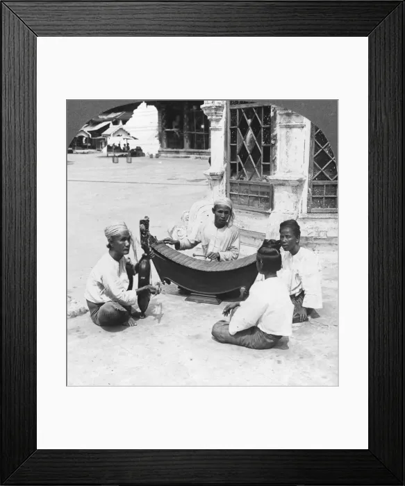Framed Print : Musicians, Shwedagon Pagoda, Rangoon, Burma, 1908. Artist: Stereo Travel Co Framed Print : Musicians, Shwedagon Pagoda, Rangoon, Burma, 1908. Artist: Stereo Travel Co