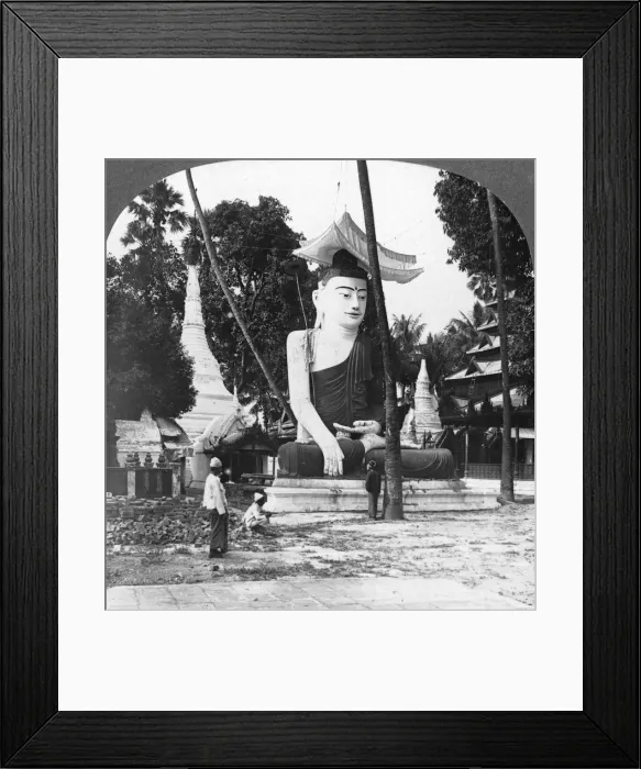 Framed Print : Buddha statue, Shwedagon Pagoda, Rangoon, Burma, 1908. Artist: Stereo Travel Co Framed Print : Buddha statue, Shwedagon Pagoda, Rangoon, Burma, 1908. Artist: Stereo Travel Co