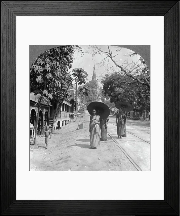 Framed Print : Pagoda Road to the Shwedagon Pagoda, Rangoon, Burma, 1908. Artist: Stereo Travel Co Framed Print : Pagoda Road to the Shwedagon Pagoda, Rangoon, Burma, 1908. Artist: Stereo Travel Co