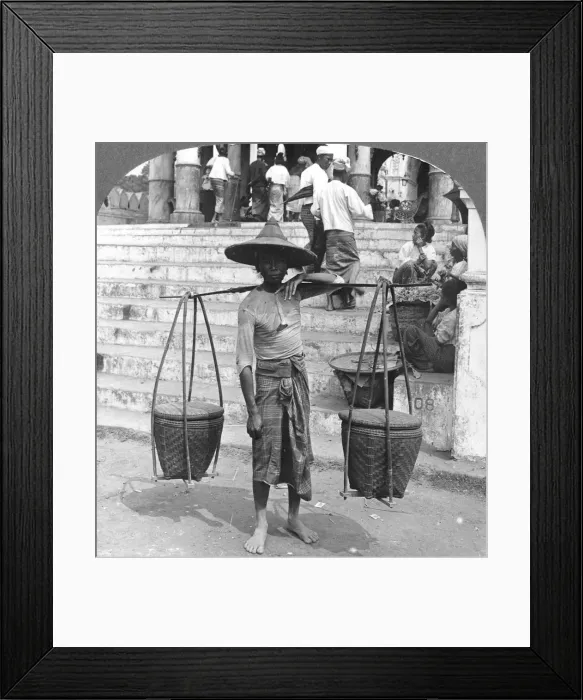 Framed Print : The much used carrier of Burma, Rangoon, 1908. Artist: Stereo Travel Co Framed Print : The much used carrier of Burma, Rangoon, 1908. Artist: Stereo Travel Co