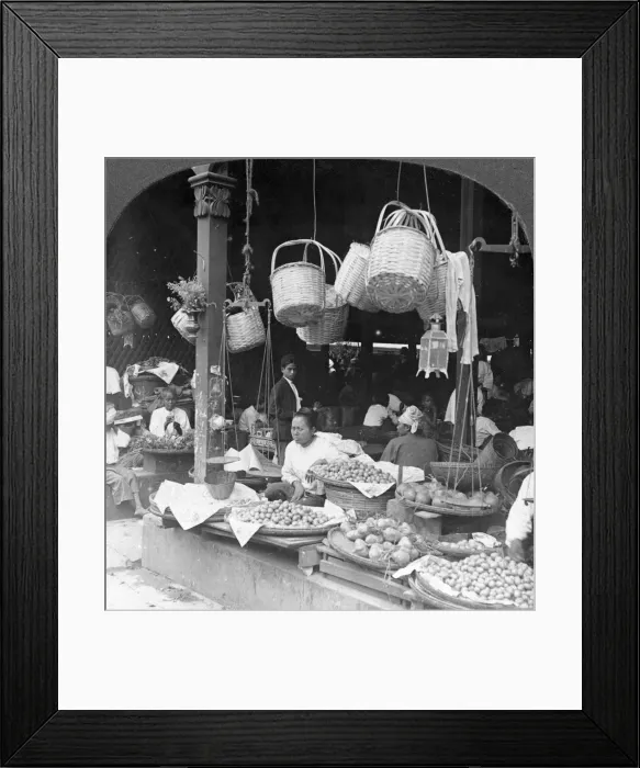 Framed Print : Shops in a native market, Rangoon, Burma, 1908. Artist: Stereo Travel Co Framed Print : Shops in a native market, Rangoon, Burma, 1908. Artist: Stereo Travel Co