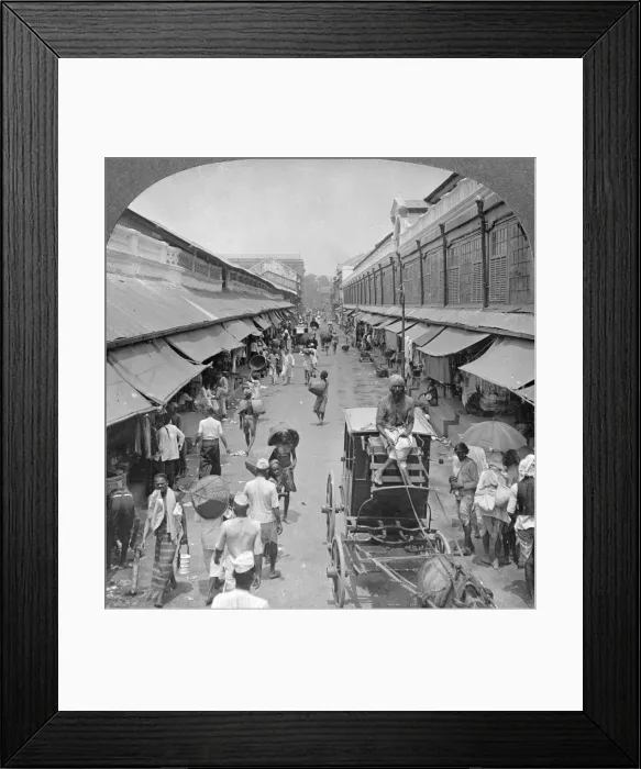 Framed Print : One of the chief native market streets, Rangoon, Burma, 1908. Artist: Stereo Travel Co Framed Print : One of the chief native market streets, Rangoon, Burma, 1908. Artist: Stereo Travel Co