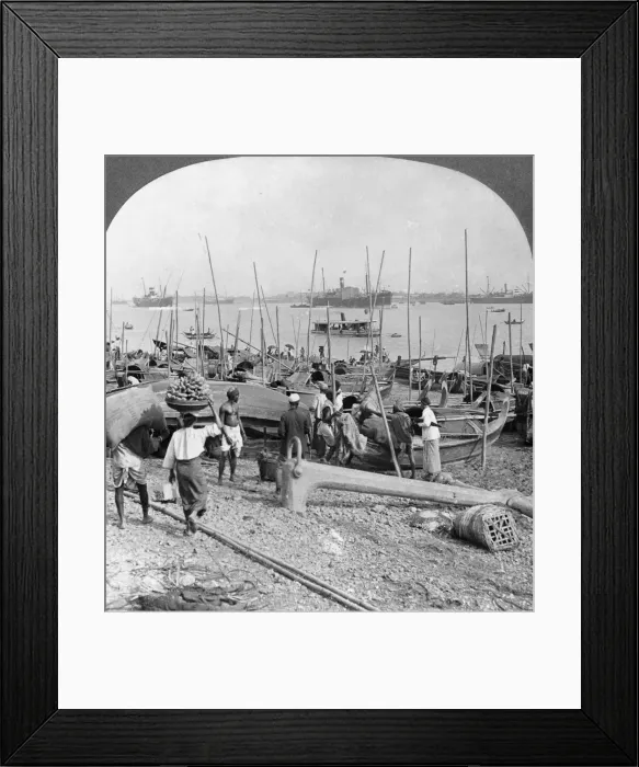 Framed Print : Harbour of Rangoon on the Irawaddy River, Burma, 1908. Artist: Stereo Travel Co Framed Print : Harbour of Rangoon on the Irawaddy River, Burma, 1908. Artist: Stereo Travel Co