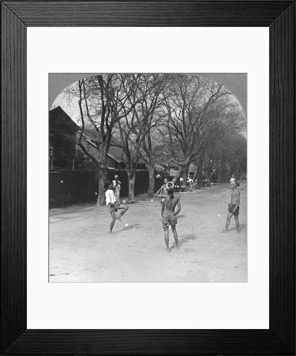 Framed Print : A native ball game in Burma, 1908. Artist: Stereo Travel Co