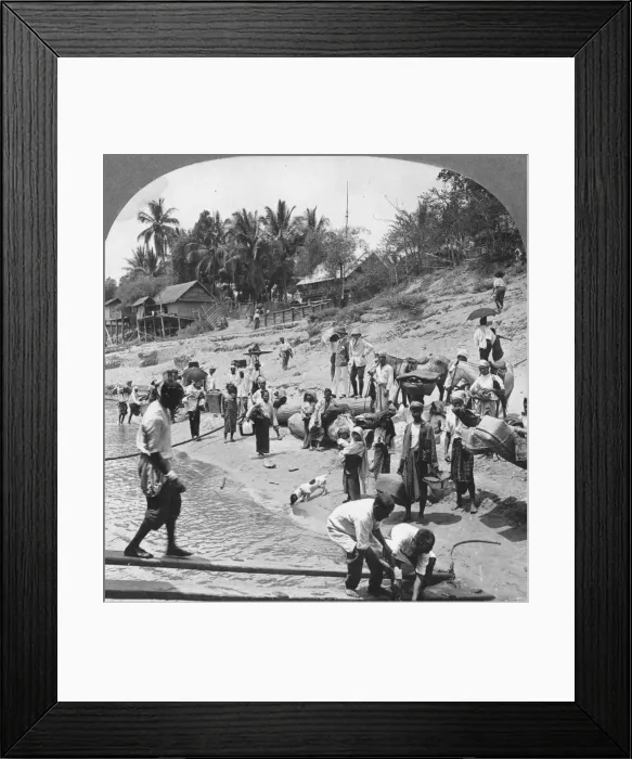 Framed Print : Passengers embarking on an Irrawaddy steamer, Mada, Rangoon, Burma, 1908. Artist: Stereo Travel Co Framed Print : Passengers embarking on an Irrawaddy steamer, Mada, Rangoon, Burma, 1908. Artist: Stereo Travel Co