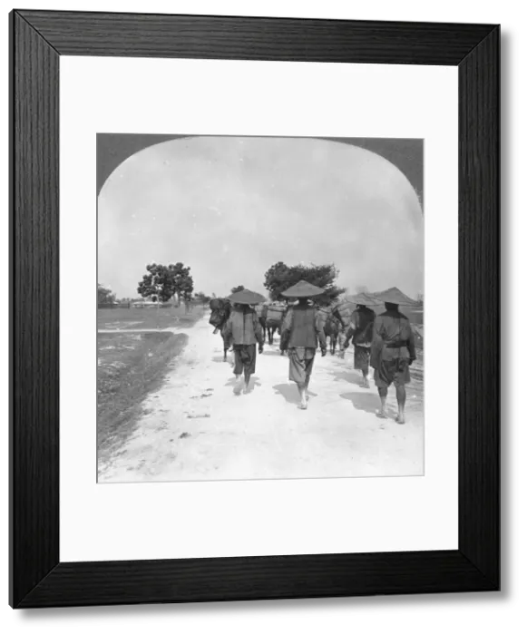 Framed Print : Off to China from Bhamo, Burma, 1908. Artist: Stereo Travel Co Framed Print : Off to China from Bhamo, Burma, 1908. Artist: Stereo Travel Co