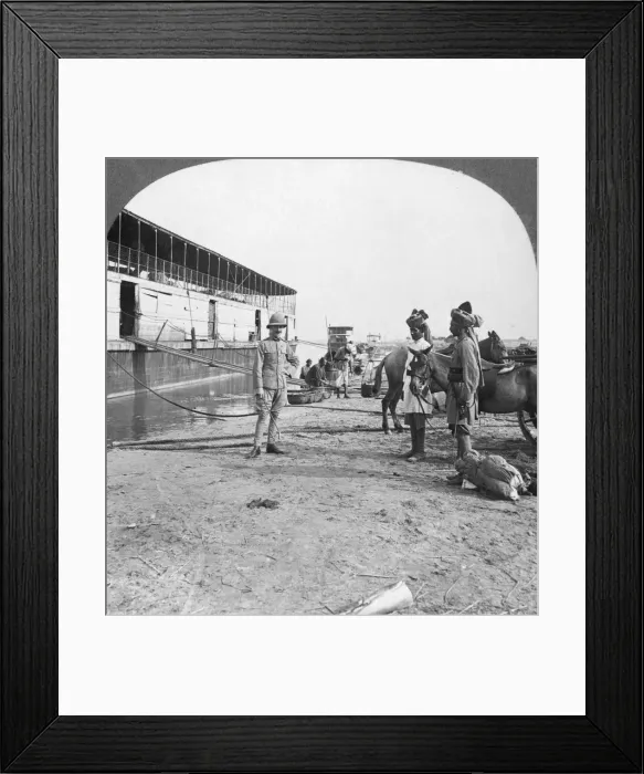 Framed Print : English officer and native soldiers, Bhamo, Burma, 1908. Artist: Stereo Travel Co Framed Print : English officer and native soldiers, Bhamo, Burma, 1908. Artist: Stereo Travel Co