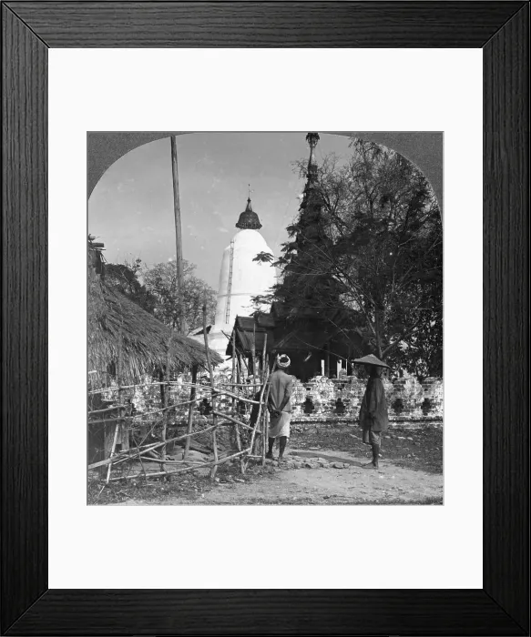 Framed Print : An umbrella shaped pagoda, Bhamo, Burma, 1908. Artist: Stereo Travel Co Framed Print : An umbrella shaped pagoda, Bhamo, Burma, 1908. Artist: Stereo Travel Co