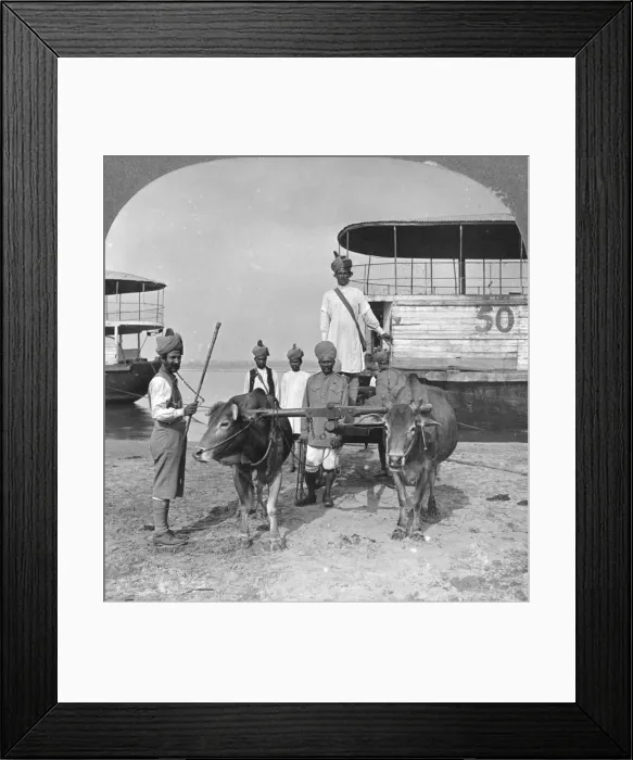 Framed Print : Military transport cart with an escort of Indian soldiers, Burma, 1898. Artist: Stereo Travel Co Framed Print : Military transport cart with an escort of Indian soldiers, Burma, 1898. Artist: Stereo Travel Co