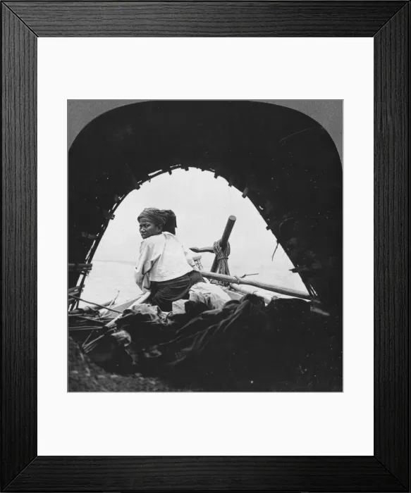 Framed Print : A boatman on the Irrawaddy River, Burma, 1908. Artist: Stereo Travel Co Framed Print : A boatman on the Irrawaddy River, Burma, 1908. Artist: Stereo Travel Co