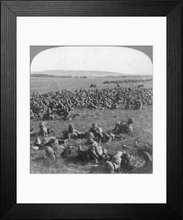 Framed Print : The 9th Division resting on the march to Bloemfontein, South Africa, Boer War, 1901. Artist: Underwood & Underwood Framed Print : The 9th Division resting on the march to Bloemfontein, South Africa, Boer War, 1901. Artist: Underwood & Underwood