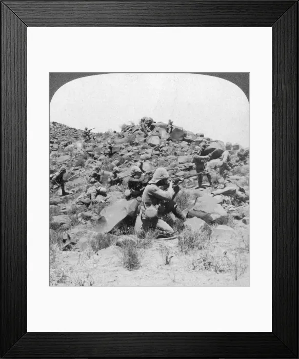 Framed Print : British soldiers in action, South Africa, Boer War, 1901. Artist: Underwood & Underwood Framed Print : British soldiers in action, South Africa, Boer War, 1901. Artist: Underwood & Underwood