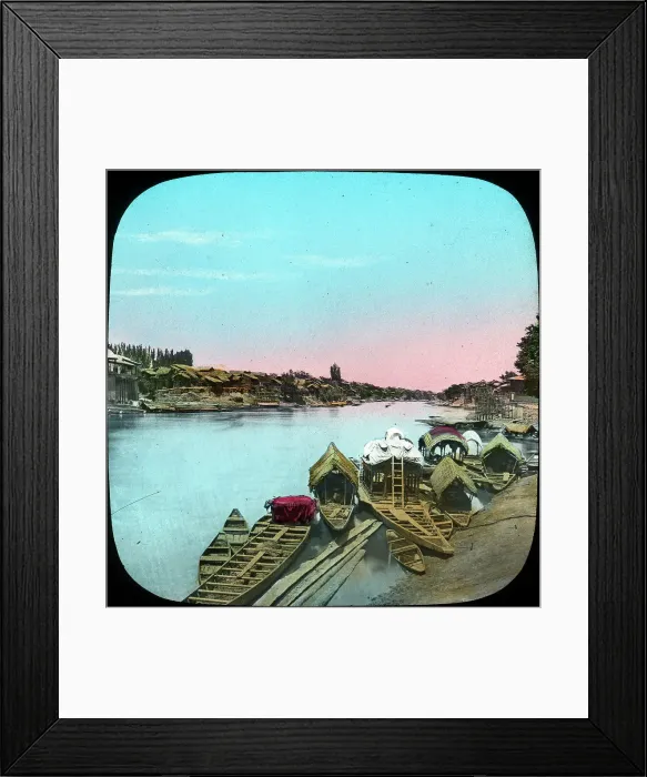 Framed Print : State barge opposite a Maharajahs palace, India, late 19th or early 20th century