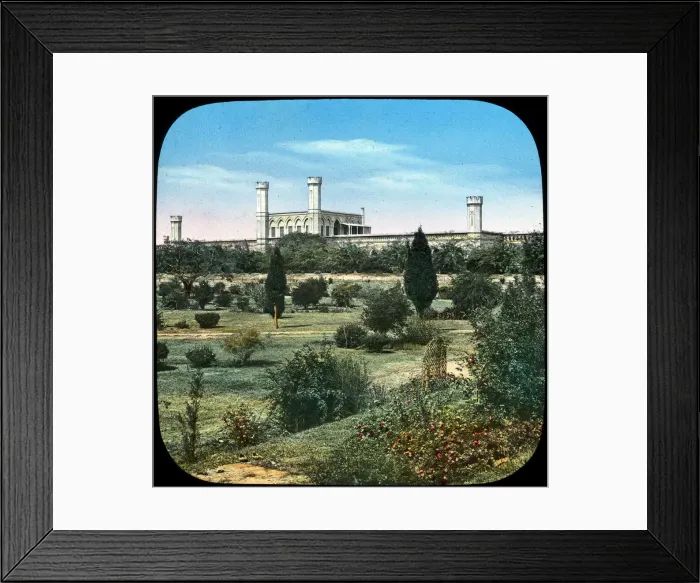 Framed Print : Railway station, from the Queens Garden, Delhi, India, late 19th or early 20th century