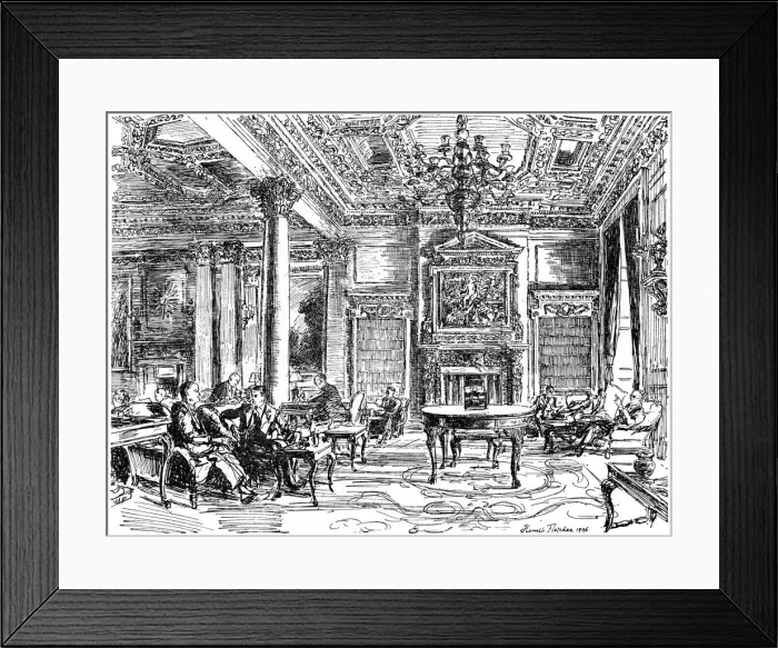 Framed Print : The Members Lounge, RAC clubhouse, Pall Mall, London, 1946. Artist: Hanslip Fletcher Framed Print : The Members Lounge, RAC clubhouse, Pall Mall, London, 1946. Artist: Hanslip Fletcher