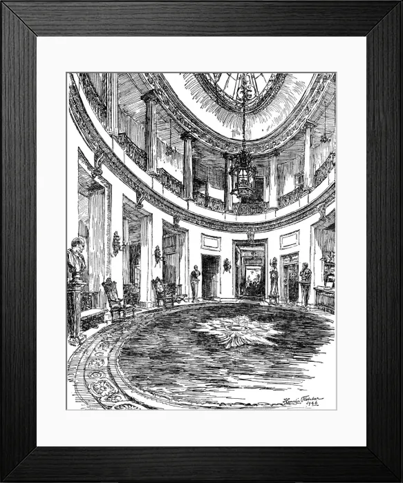 Framed Print : Entrance hall of the RAC clubhouse, Pall Mall, London, 1946. Artist: Hanslip Fletcher Framed Print : Entrance hall of the RAC clubhouse, Pall Mall, London, 1946. Artist: Hanslip Fletcher