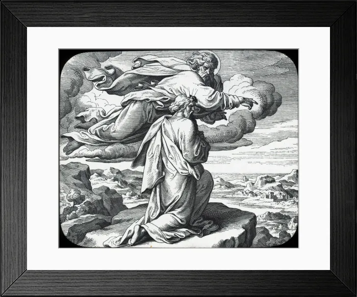 Framed Print : Moses views the land of Israel, 19th century. Artist: Julius Schnorr von Carolsfeld Framed Print : Moses views the land of Israel, 19th century. Artist: Julius Schnorr von Carolsfeld