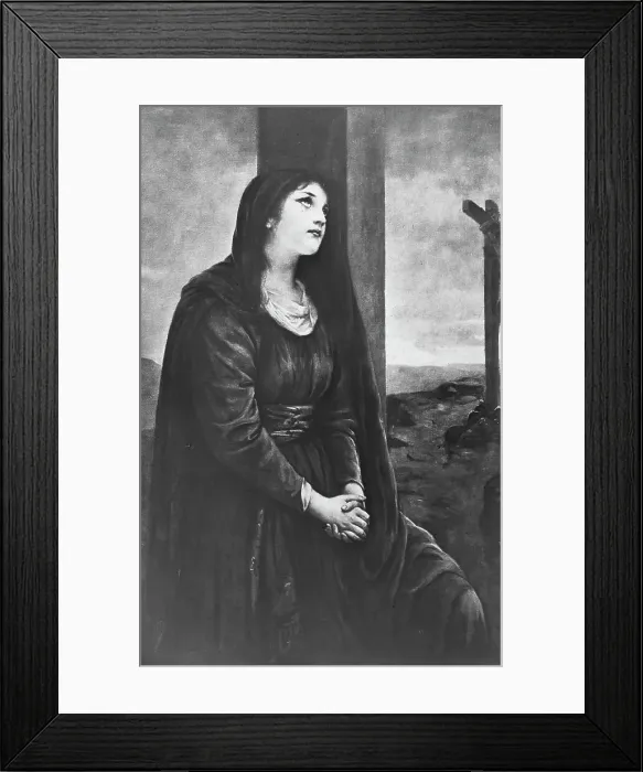 Framed Print : Mary Magdalene seated below the Cross, late 19th or early 20th century. Artist: Newton & Co Framed Print : Mary Magdalene seated below the Cross, late 19th or early 20th century. Artist: Newton & Co