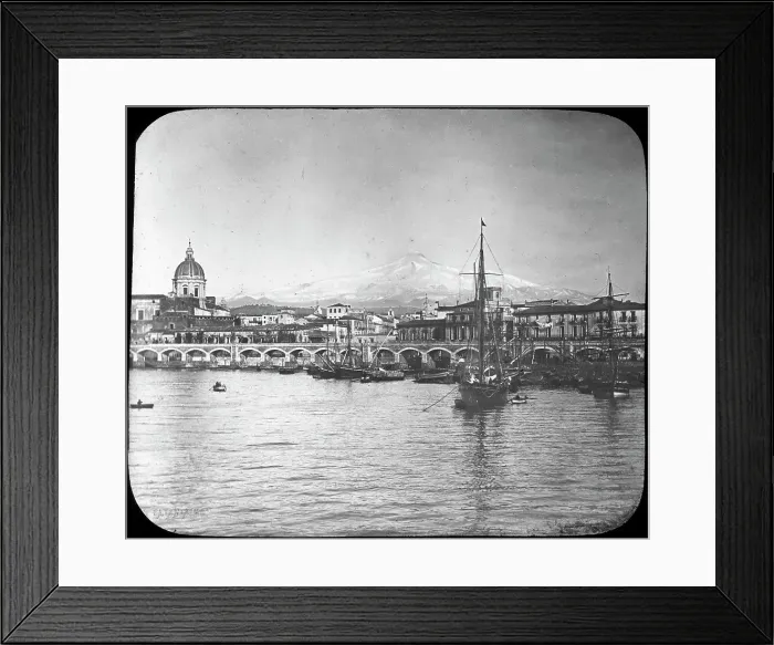 Framed Print : Catania and Mount Etna, Sicily, Italy, late 19th or early 20th century Framed Print : Catania and Mount Etna, Sicily, Italy, late 19th or early 20th century