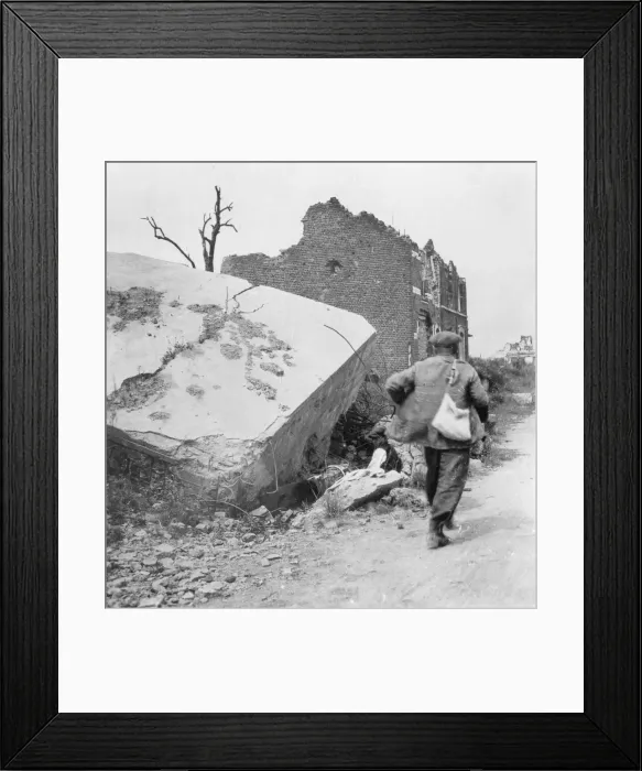 Framed Print : Blockhouse destroyed by a mine, Lomme, near Armentieres, France, World War I, c1914-c1918. Artist: Nightingale & Co Framed Print : Blockhouse destroyed by a mine, Lomme, near Armentieres, France, World War I, c1914-c1918. Artist: Nightingale & Co