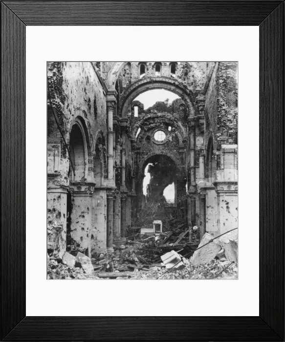 Framed Print : Damaged interior of Albert Cathedral, France, World War I, c1914-c1918. Artist: Nightingale & Co Framed Print : Damaged interior of Albert Cathedral, France, World War I, c1914-c1918. Artist: Nightingale & Co