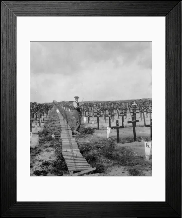 Framed Print : Hooge Crater Cemetery, near Ypres, Belgium, World War I, c1917-c1918. Artist: Nightingale & Co Framed Print : Hooge Crater Cemetery, near Ypres, Belgium, World War I, c1917-c1918. Artist: Nightingale & Co