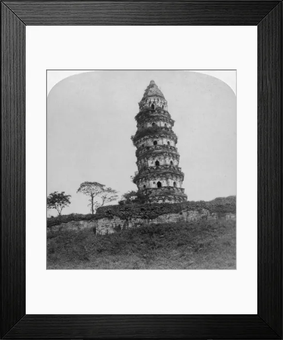 Framed Print : Tiger Hill Pagoda, the Leaning Tower, of Soo-Chow (Suzhou), China, 1900. Artist: Underwood & Underwood Framed Print : Tiger Hill Pagoda, the Leaning Tower, of Soo-Chow (Suzhou), China, 1900. Artist: Underwood & Underwood