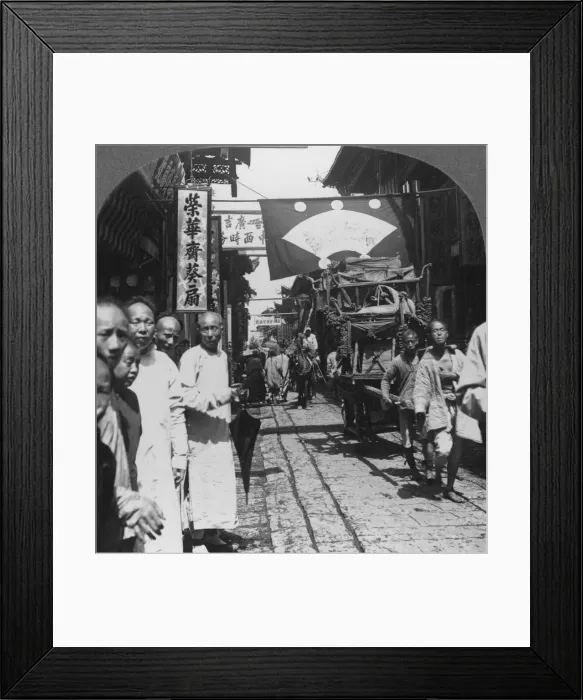 Framed Print : A spirit chair, funeral pageant of a wealthy man, Nanking (Nanjing), China, 1906. Artist: The Fine Art Photographers Co Framed Print : A spirit chair, funeral pageant of a wealthy man, Nanking (Nanjing), China, 1906. Artist: The Fine Art Photographers Co