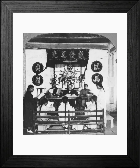 Framed Print : Interior of a schoolroom at Peking University, China, 1902. Artist: CH Graves Framed Print : Interior of a schoolroom at Peking University, China, 1902. Artist: CH Graves