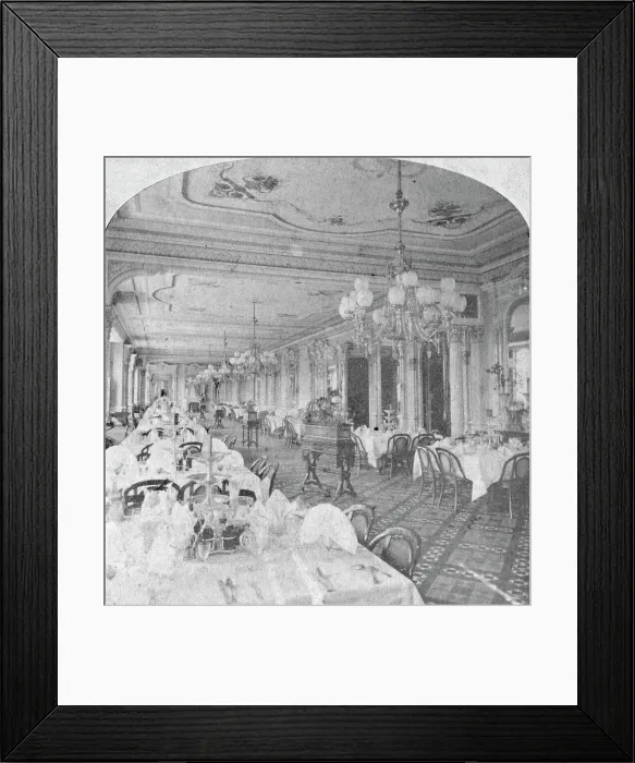 Framed Print : Dining room, Baldwin Hotel, San Francisco, USA, late 19th century. Artist: Nesemann Framed Print : Dining room, Baldwin Hotel, San Francisco, USA, late 19th century. Artist: Nesemann