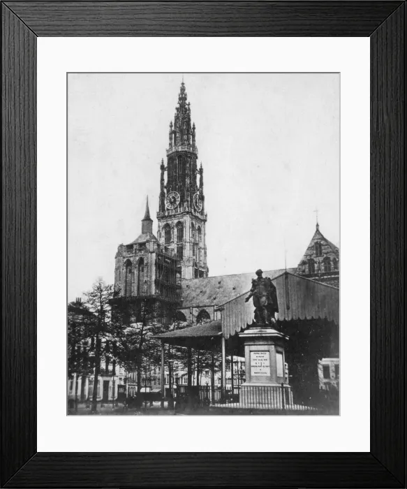Framed Print : Antwerp Cathedral and statue of the artist Peter Paul Rubens, Belgium, 1867 Framed Print : Antwerp Cathedral and statue of the artist Peter Paul Rubens, Belgium, 1867