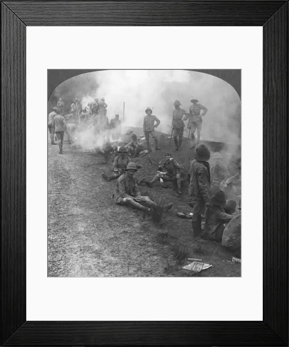Framed Print : Early morning camp fires and breakfast in the Persian Gulf, World War I, c1914-c1918. Artist: Realistic Travels Publishers Framed Print : Early morning camp fires and breakfast in the Persian Gulf, World War I, c1914-c1918. Artist: Realistic Travels Publishers