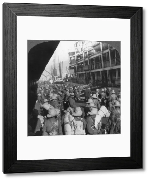 Framed Print : Africas sons sailing for England, Aviation Corps aboard transport, World War I, c1914-c1918. Artist: Realistic Travels Publishers Framed Print : Africas sons sailing for England, Aviation Corps aboard transport, World War I, c1914-c1918. Artist: Realistic Travels Publishers