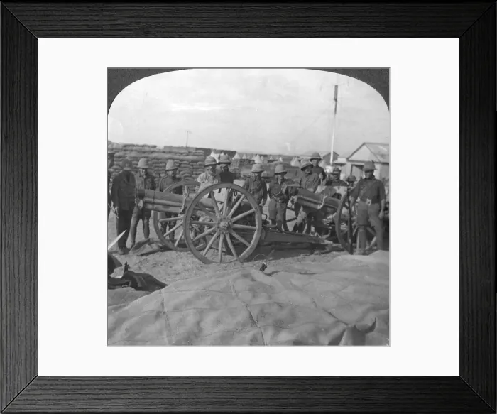 Framed Print : Spoils of war, gun and stores captured from the Turks, Palestine, World War I, c1914-c1918. Artist: Realistic Travels Publishers Framed Print : Spoils of war, gun and stores captured from the Turks, Palestine, World War I, c1914-c1918. Artist: Realistic Travels Publishers
