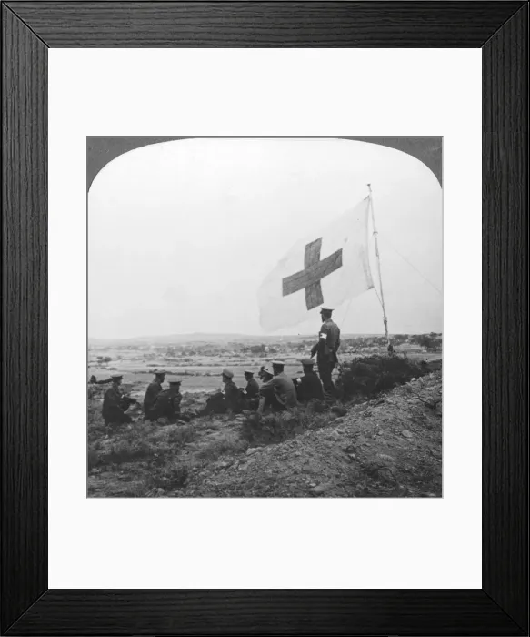 Framed Print : The British Red Cross in the field, ready for its errand of mercy, World War I, c1914-c1918. Artist: Realistic Travels Publishers Framed Print : The British Red Cross in the field, ready for its errand of mercy, World War I, c1914-c1918. Artist: Realistic Travels Publishers