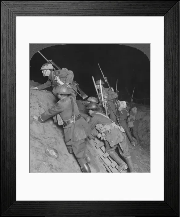 Framed Print : Fighting throught the night at Mory, France, World War I, c1914-c1918. Artist: Realistic Travels Publishers Framed Print : Fighting throught the night at Mory, France, World War I, c1914-c1918. Artist: Realistic Travels Publishers