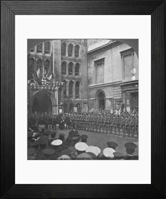 Framed Print : Inspecting the Guard of Honour at the Guildhall, London, World War I, c1914-c1916. Artist: Realistic Travels Publishers Framed Print : Inspecting the Guard of Honour at the Guildhall, London, World War I, c1914-c1916. Artist: Realistic Travels Publishers