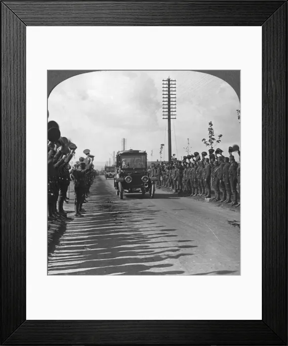 Framed Print : A Royal visit to the troops, enthusiastic welcome by the Canadians, World War I, c1914-c1918. Artist: Realistic Travels Publishers Framed Print : A Royal visit to the troops, enthusiastic welcome by the Canadians, World War I, c1914-c1918. Artist: Realistic Travels Publishers