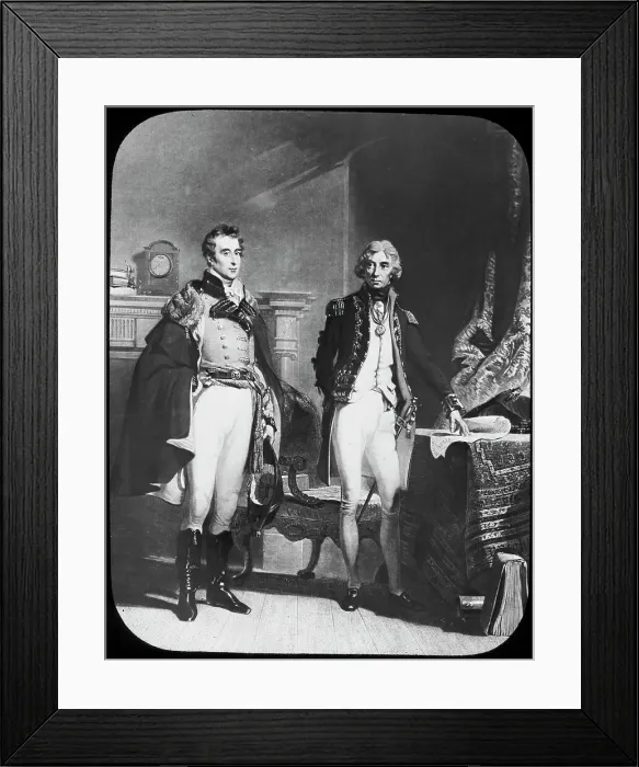 Framed Print : The Army and Navy, Wellington and Nelson, c1805. Artist: Newton & Co Framed Print : The Army and Navy, Wellington and Nelson, c1805. Artist: Newton & Co