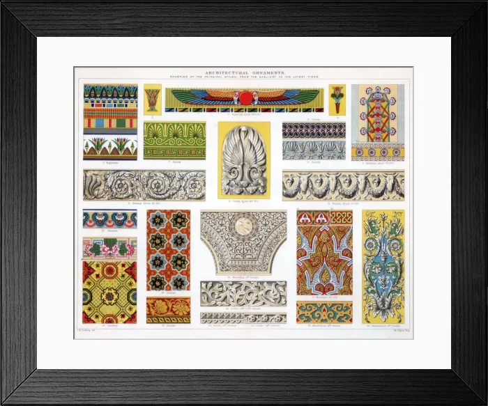 Framed Print : Architectural ornaments, c19th century Framed Print : Architectural ornaments, c19th century