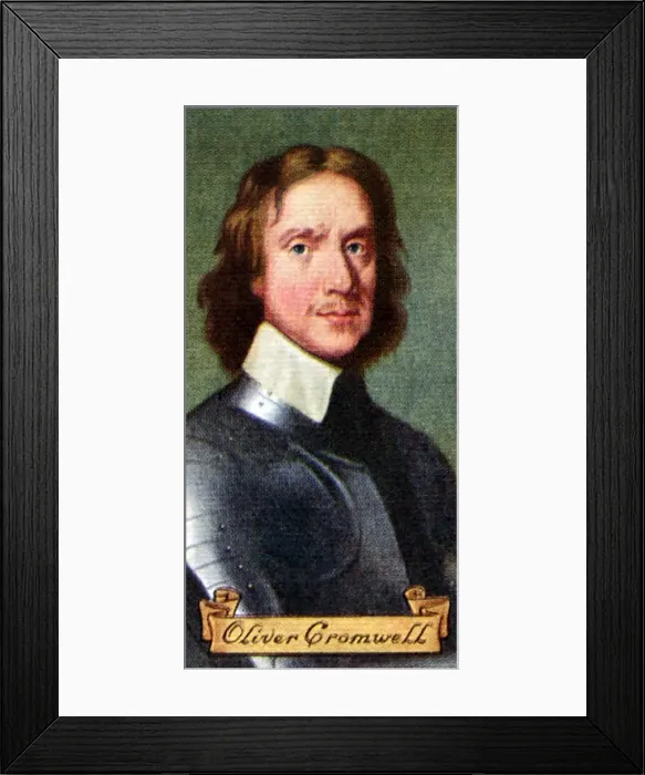 Framed Print : Oliver Cromwell, taken from a series of cigarette cards, 1935 Framed Print : Oliver Cromwell, taken from a series of cigarette cards, 1935