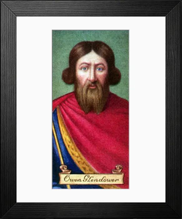 Framed Print : Owen Glendower, taken from a series of cigarette cards, 1935 Framed Print : Owen Glendower, taken from a series of cigarette cards, 1935