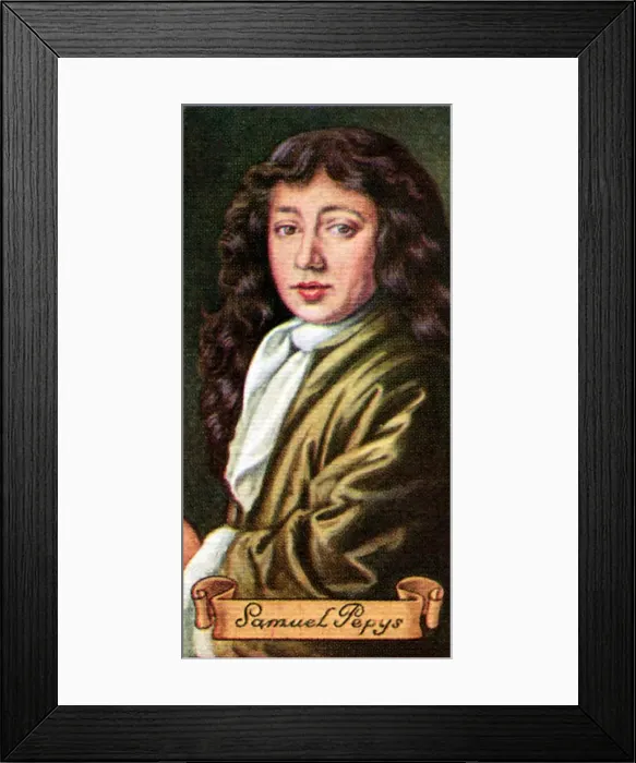 Framed Print : Samuel Pepys, taken from a series of cigarette cards, 1935 Framed Print : Samuel Pepys, taken from a series of cigarette cards, 1935