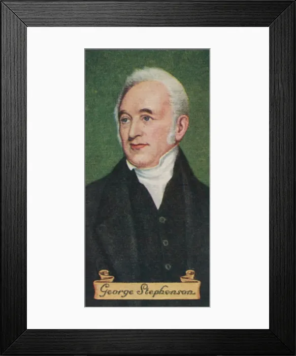 Framed Print : George Stephenson, taken from a series of cigarette cards, 1935 Framed Print : George Stephenson, taken from a series of cigarette cards, 1935